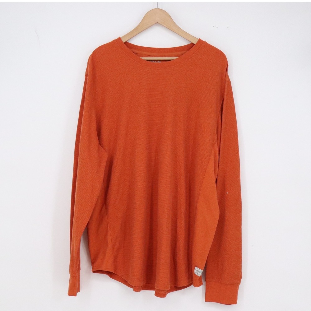 Eddie Bauer Shirt Mens 2XL Waffle Knit Orange Long Sleeve Thermal Excellent